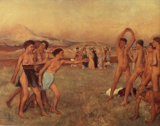 Jovenes espartanas provocando a unos mancebos a la lucha - Degas