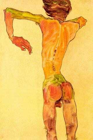 Egon Schiele - Self Portrait from the back