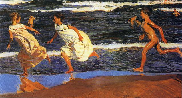 Niños corriendo en la playa - Sorolla