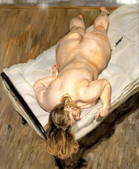 Retrato nocturno boca abajo - Lucien Freud 
