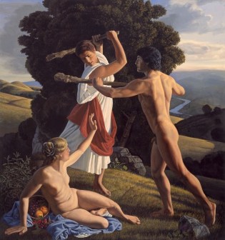 Hércules protegiendo el equilibrio entre Placer y Virtud - David Ligare