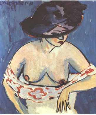 half-naked-woman-with-a-hat-ernst-ludwig-kirchner
