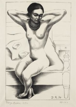 desnudo con rosario -  de Frida Kahlo- litografia 1930.jpg